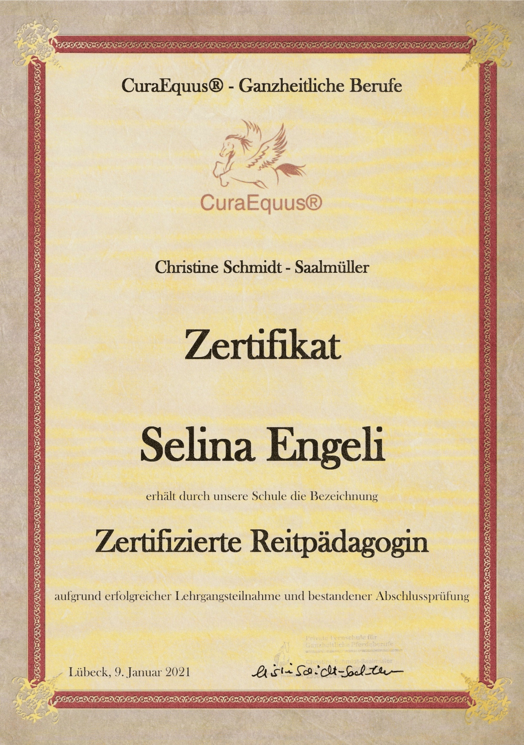 Selina – Pferdetherapie – Zertifikate 